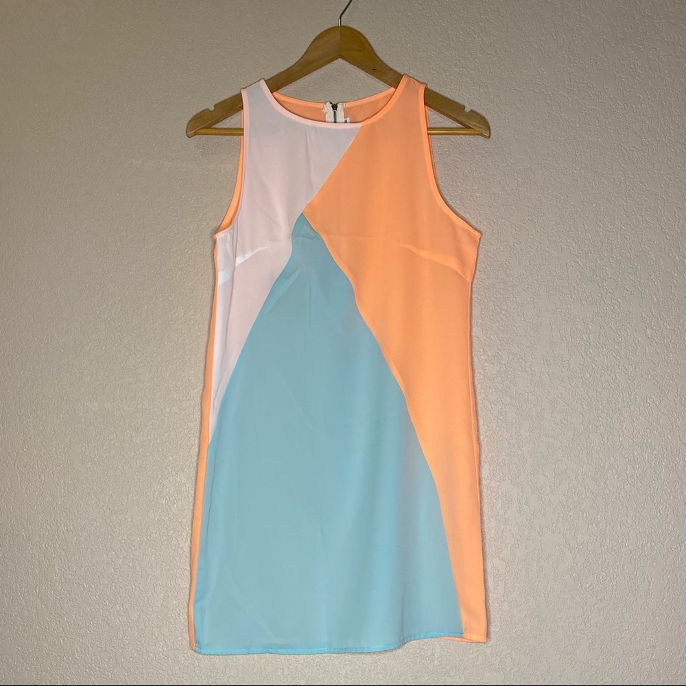 Geometric color block sleeveless dress